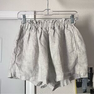 BED‎ THREADS white grey linen striped high rise shorts